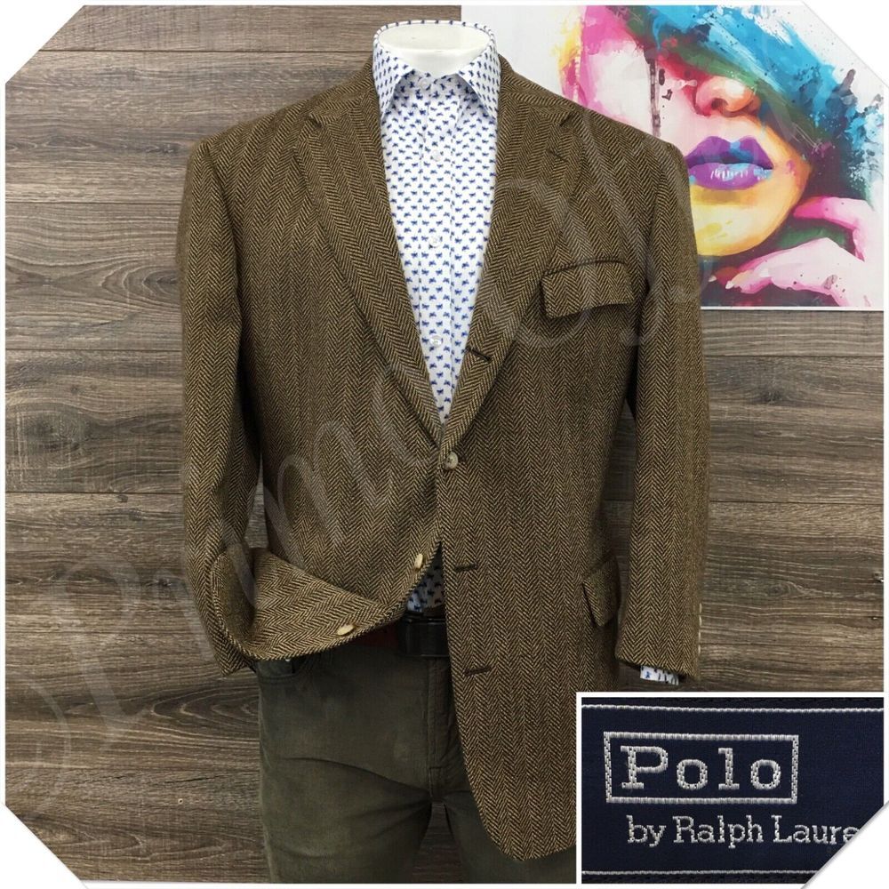 VINTAGE POLO RALPH LAUREN Mens Blazer Sport Coat Casual Jacket Size 46L ALPACA‎